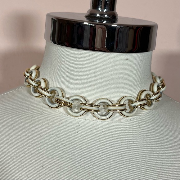 Vintage Trifari made in France 40 50 Retro Cream Gold Chain Chocker Necklace Set - Picture 13 of 17